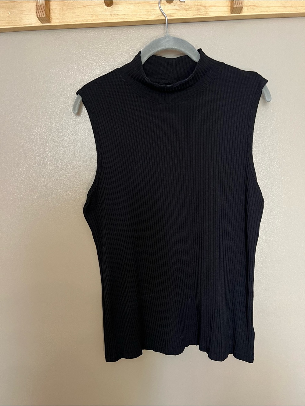 Rachel Zoe Black Ribbed Sleeveless Mock Neck Tank